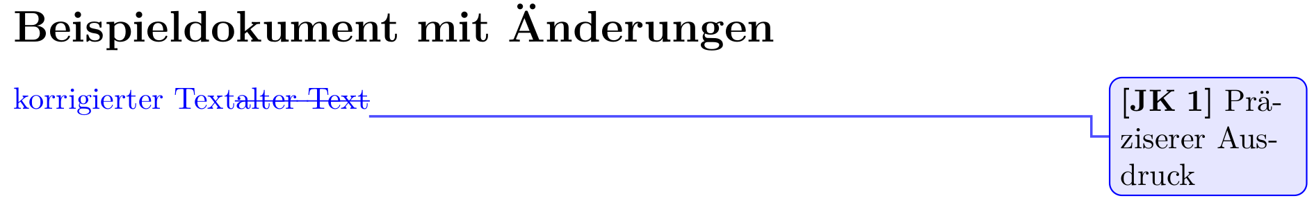 Beispiel für das Ersetzen von Text bei der Änderungsverfolgung in LaTeX