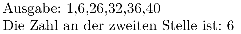 In LaTeX erstellte Liste mit Zufallszahlen, anzeige der Zufallszahl an der zweiten Stelle der Liste