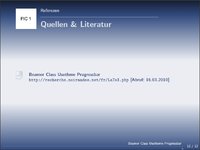 Literaturverzeichnis dagestellt mit Beamer Class Usethme Progress